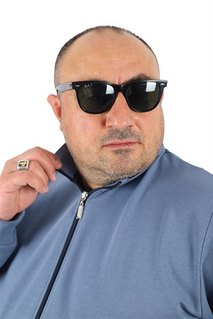 Starbattal Büyük Beden Basic Mevsimlik Fermuarlı Sweatshirt 22750 MAVI