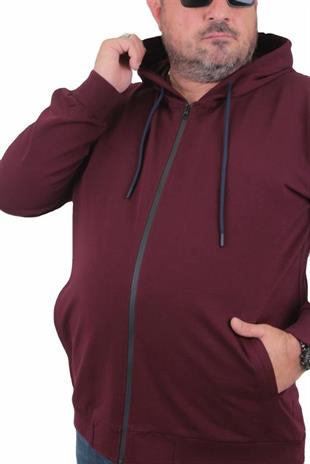 Starbattal Büyük Beden Basic Mevsimlik Fermuarlı Kapüşonlu Sweat 22751 MURDUM