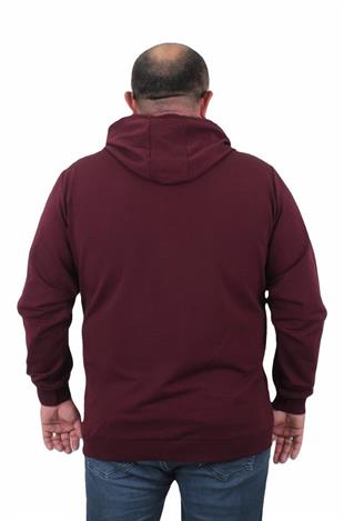 Starbattal Büyük Beden Basic Mevsimlik Fermuarlı Kapüşonlu Sweat 22751 MURDUM