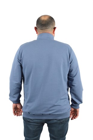Starbattal Büyük Beden Basic Mevsimlik Fermuarlı Sweatshirt 22750 MAVI