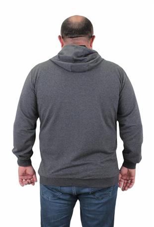 Starbattal Büyük Beden Basic Mevsimlik Fermuarlı Kapüşonlu Sweat 22751 ANTRASIT