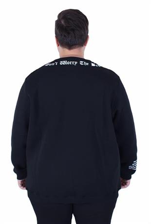 Starbattal Büyük Beden Bisiklet Yaka 3ip Sweat Dream 25715 SIYAH