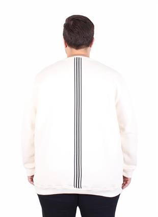 Starbattal Büyük Beden Bisiklet Yaka 3ip Sweat Possible 25719 BEJ