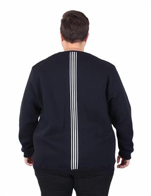 Starbattal Büyük Beden Bisiklet Yaka 3ip Sweat Possible 25719 LACIVERT