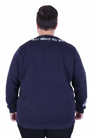 Starbattal Büyük Beden Bisiklet Yaka 3ip Sweat Dream 25715 LACIVERT