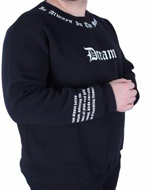 Starbattal Büyük Beden Bisiklet Yaka 3ip Sweat Dream 25715 SIYAH