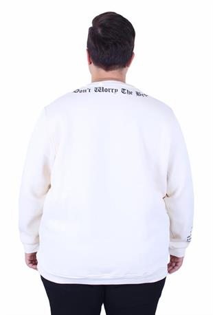 Starbattal Büyük Beden Bisiklet Yaka 3ip Sweat Dream 25715 BEJ