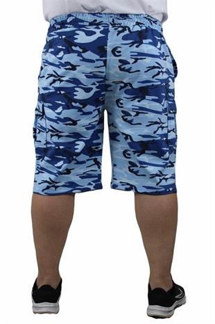 Starbattal Büyük Beden Commando Camouflage Erkek Penye Şort 23606 Marin