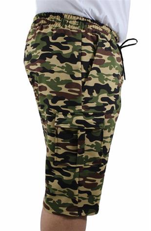 Starbattal Büyük Beden Commando Camouflage Erkek Penye Şort 23606 BEJ