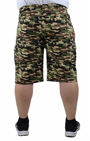 Starbattal Büyük Beden Commando Camouflage Erkek Penye Şort 23606 BEJ