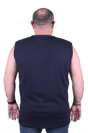 Starbattal Büyük Beden Erkek Baskılı Kolsuz Tişört Good Vibes 23141 LACIVERT