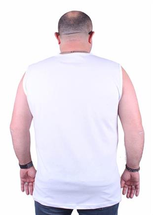 Starbattal Büyük Beden Erkek Baskılı Kolsuz Tişört Casual 23142 BEYAZ