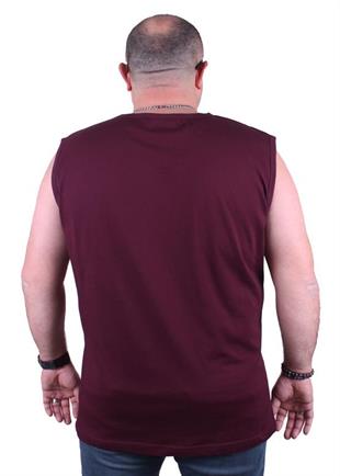 Starbattal Büyük Beden Erkek Baskılı Kolsuz Tişört Good Vibes 23141 BORDO