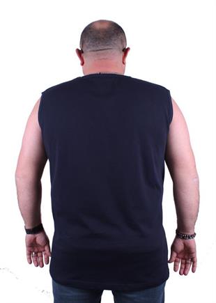 Starbattal Büyük Beden Erkek Baskılı Kolsuz Tişört Casual 23142 LACIVERT