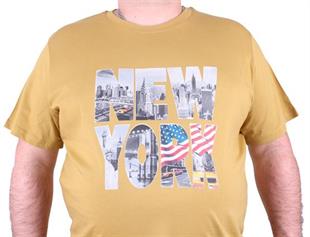 Starbattal Büyük Beden Erkek Baskılı Tişört New York 23129 HARDAL