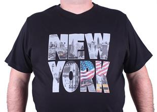 Starbattal Büyük Beden Erkek Baskılı Tişört New York 23129 SIYAH