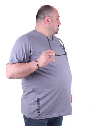 Starbattal Büyük Beden Erkek Baskılı Tişört Beyond Self 23128 GRI