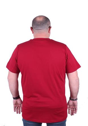 Starbattal Büyük Beden Erkek Baskılı Tişört Authentic 23134 BORDO