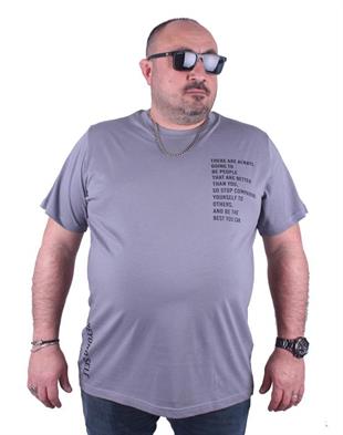 Starbattal Büyük Beden Erkek Baskılı Tişört Beyond Self 23128 GRI
