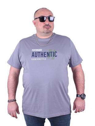 Starbattal Büyük Beden Erkek Baskılı Tişört Authentic 23134 GRI