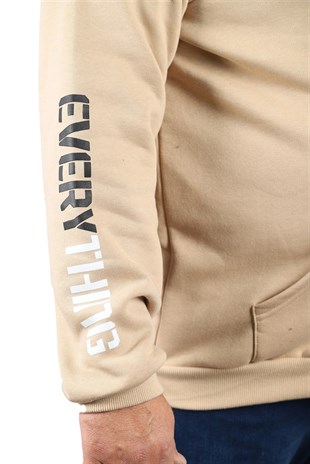 Starbattal Büyük Beden Erkek Fermuarlı 3ip Sweat Everything 22737 BEJ