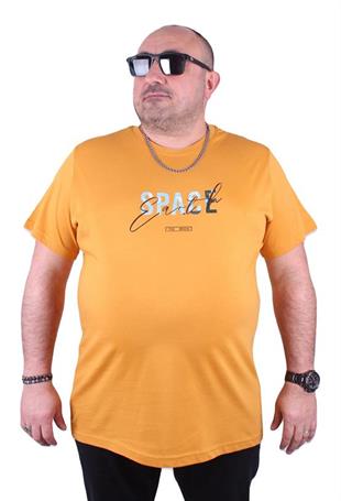Starbattal Büyük Beden Erkek Sıfır Yaka Tişört Space 23123 HARDAL