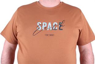 Starbattal Büyük Beden Erkek Sıfır Yaka Tişört Space 23123 Vizon