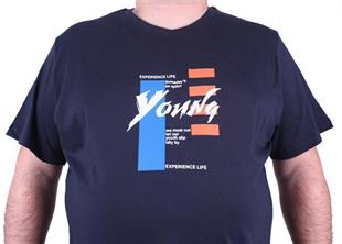 Starbattal Büyük Beden Erkek Sıfır Yaka Tişört Young 23124 LACIVERT