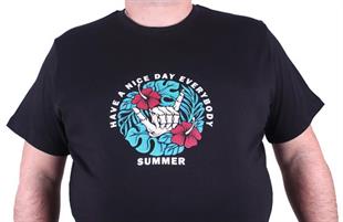 Starbattal Büyük Beden Erkek Sıfır Yaka Tişört Summer 23119 SIYAH
