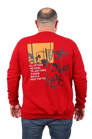 Starbattal Büyük Beden Erkek Sweat Just 22733 KIRMIZI