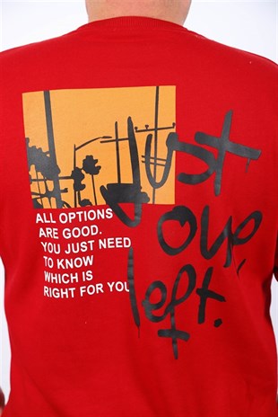 Starbattal Büyük Beden Erkek Sweat Just 22733 KIRMIZI