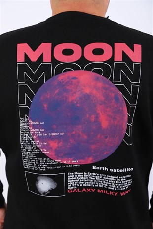 Starbattal Büyük Beden Erkek Sweat Moon 22731 SIYAH
