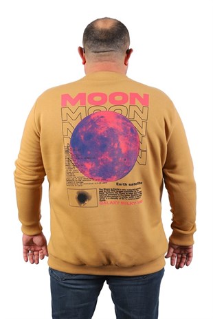 Starbattal Büyük Beden Erkek Sweat Moon 22731 Vizon