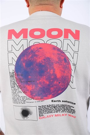 Starbattal Büyük Beden Erkek Sweat Moon 22731 Taş Gri
