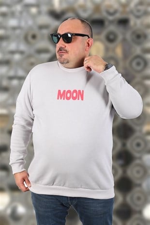 Starbattal Büyük Beden Erkek Sweat Moon 22731 Taş Gri