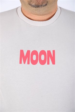 Starbattal Büyük Beden Erkek Sweat Moon 22731 Taş Gri