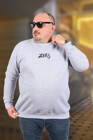 Starbattal Büyük Beden Erkek Sweat Zero 22732 GRI MELANJ