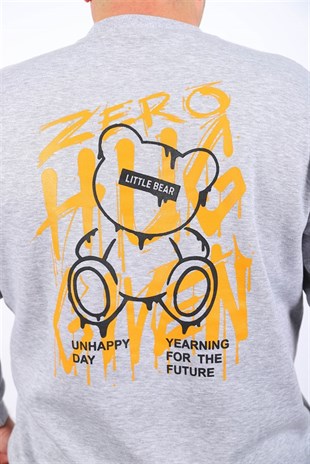 Starbattal Büyük Beden Erkek Sweat Zero 22732 GRI MELANJ