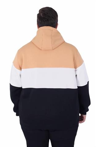 Starbattal Büyük Beden Kapüşonlu 3ip Sweat MG 25725 TABA