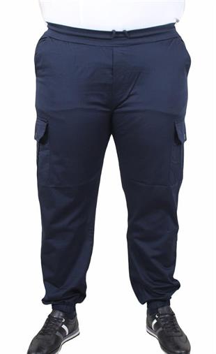Starbattal Büyük Beden Keten Komando Pantolon Likralı Yan Cep Paça Lastikli 11953 LACIVERT