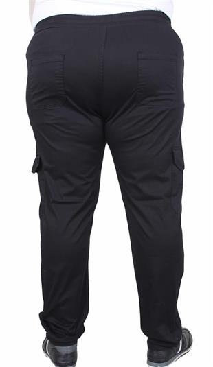 Starbattal Büyük Beden Keten Komando Pantolon Likralı Yan Cep Jogger 11952 SIYAH