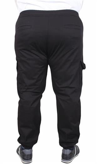 Starbattal Büyük Beden Keten Komando Pantolon Likralı Yan Cep Paça Lastikli 11953 SIYAH