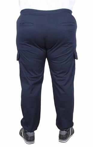 Starbattal Büyük Beden Keten Komando Pantolon Likralı Yan Cep Paça Lastikli 11953 LACIVERT