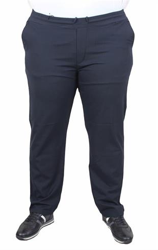 Starbattal Büyük Beden Keten Pantolon Likralı Yan Cep Bel Lastikli 11950 LACIVERT