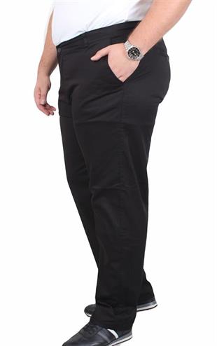 Starbattal Büyük Beden Keten Pantolon Likralı Yan Cep Çino 11951 SIYAH