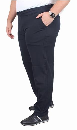 Starbattal Büyük Beden Keten Pantolon Likralı Yan Cep Bel Lastikli 11950 LACIVERT