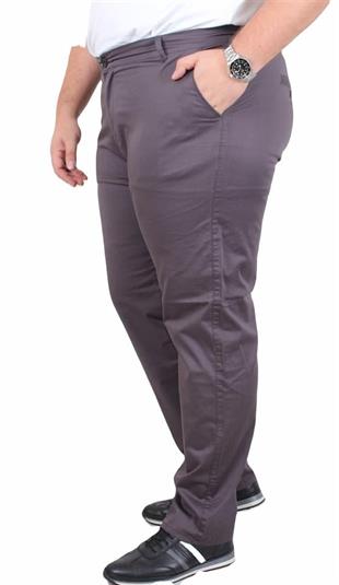 Starbattal Büyük Beden Keten Pantolon Likralı Yan Cep Çino 11951 FUME