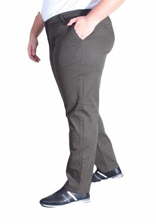 Starbattal Büyük Beden Keten Pantolon Likralı Yan Cep Çino 11951 HAKI