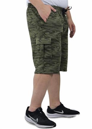 Starbattal Büyük Beden Pastel Camouflage Likralı Erkek Penye Şort 23609 HAKI
