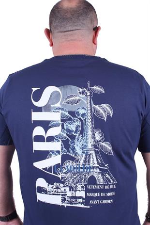 Starbattal Büyük Beden Sıfır Yaka Tişört Paris 23105 Marin